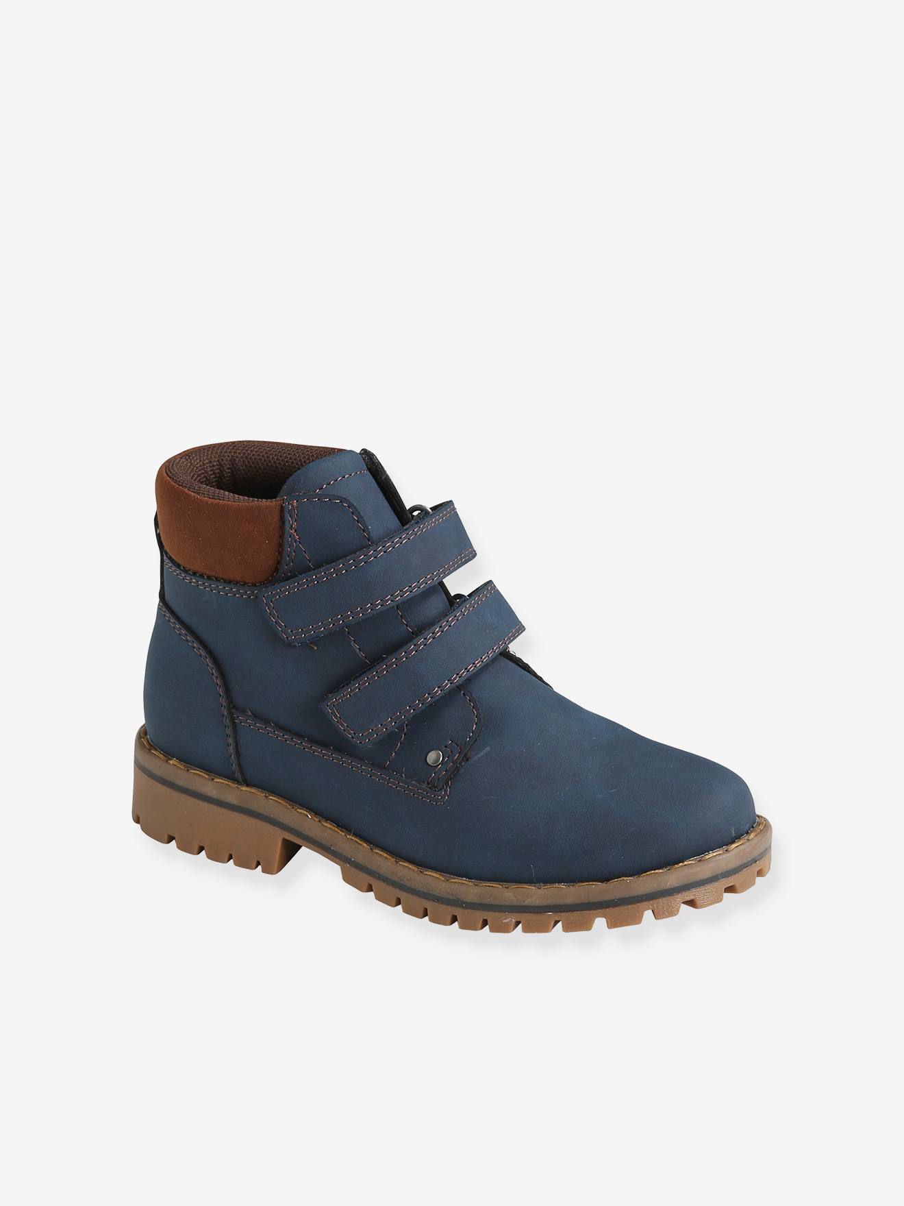 Bottines montantes scratchées garçon marine grisé