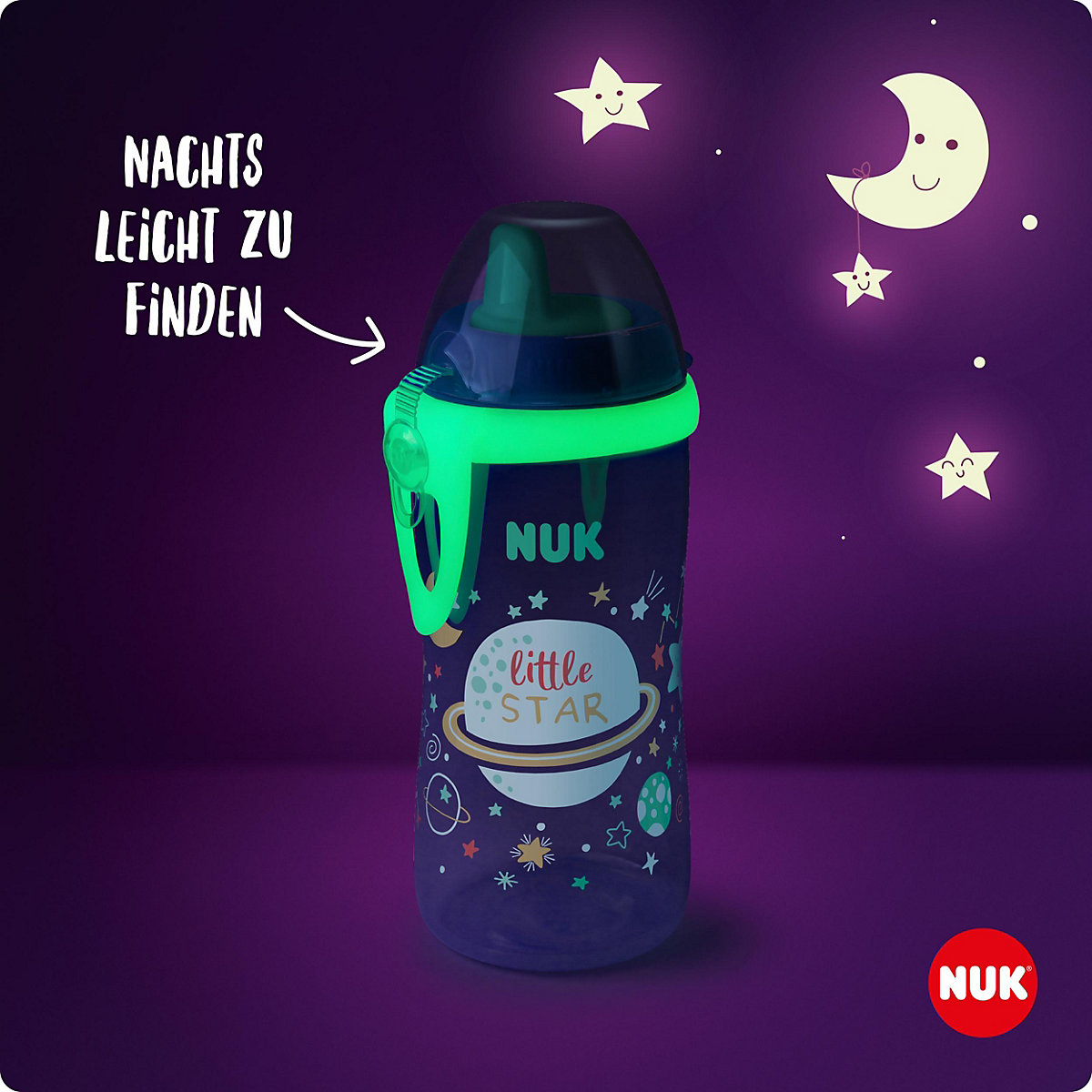 NUK Kiddy Cup Night, mit beißresistenter Trinktülle, 300ml, auslaufsicher, ab 12 Monaten, 1 Stück, blau