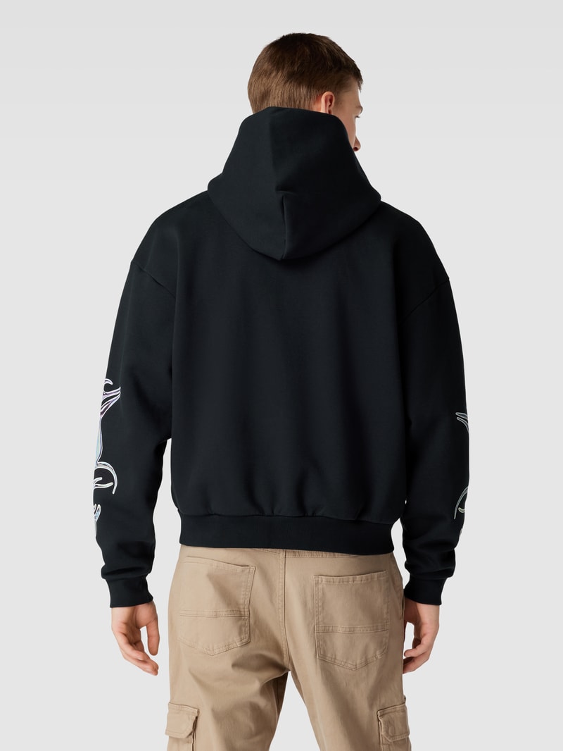 Sweatjacke mit Motiv-Print Modell 'METALLIC' in schwarz