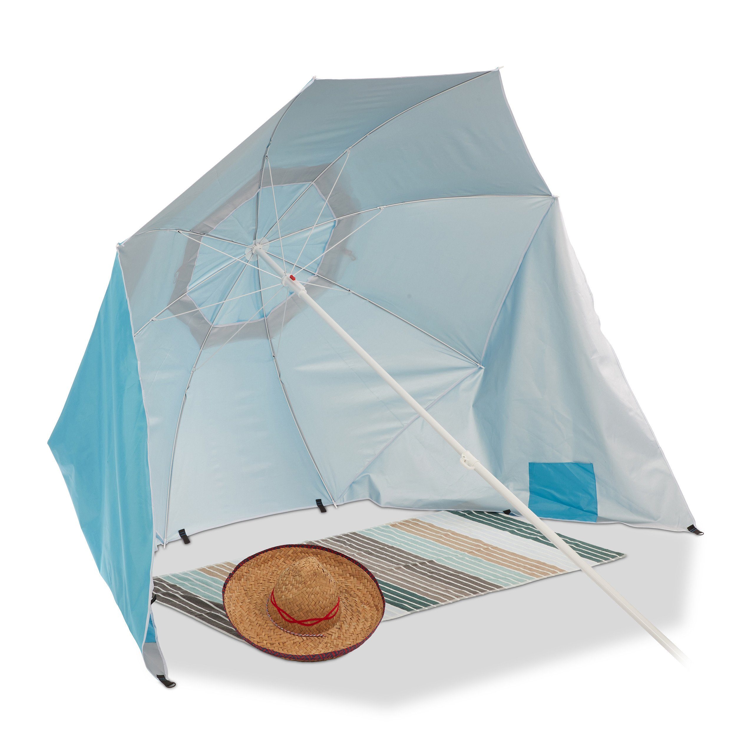 relaxdays Strandmuschel Strandmuschel Schirm mit UV 50+