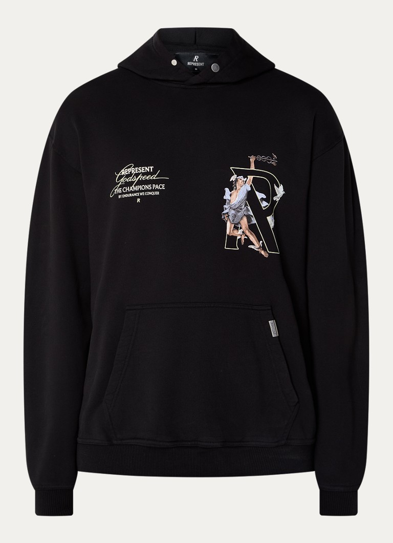 Represents Hermes hoodie with logo and backprint