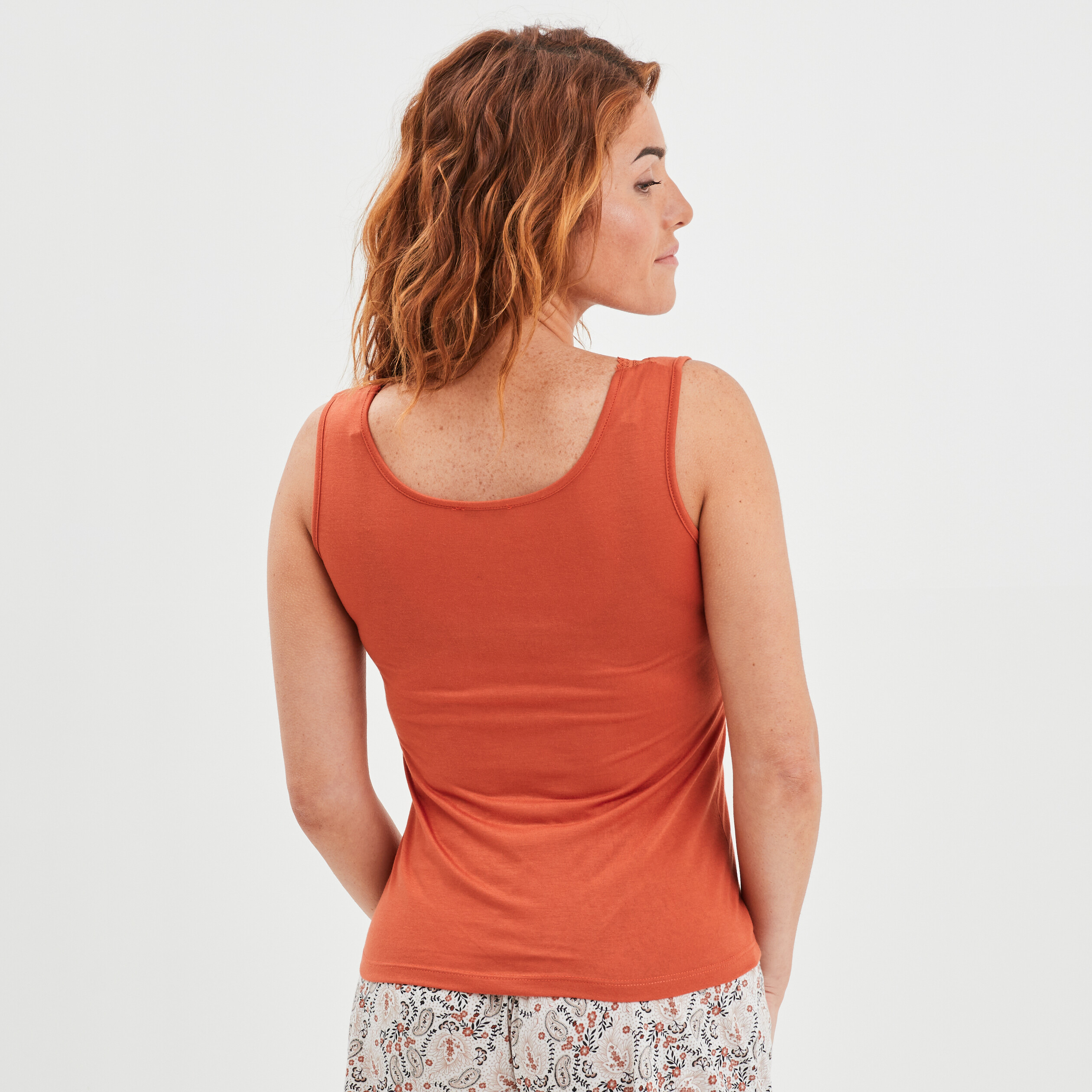 Haut de pyjama débardeur orange foncé femme | La Halle