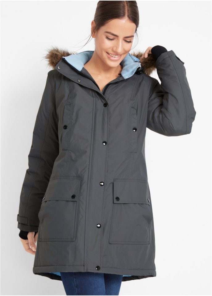 Funktions-Outdoor-Longjacke mit Kapuze