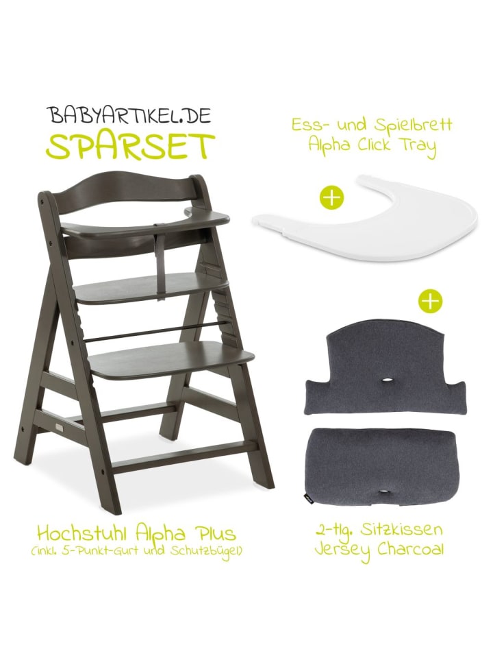 Hauck Hochstuhl Alpha Plus Charcoal im Sparset inkl. in grau,weiss günstig kaufen onesize