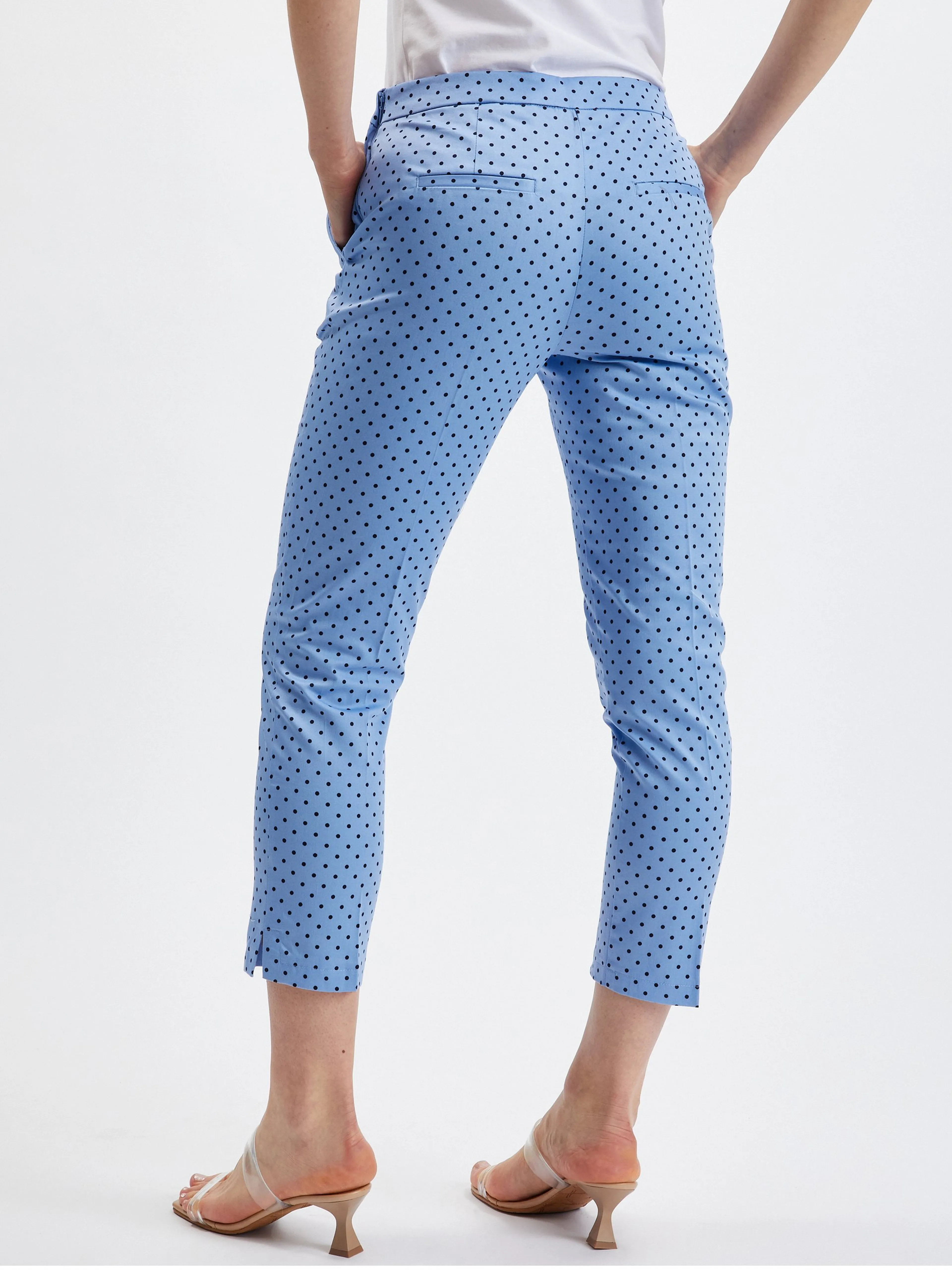 Blaue gepunktete Damen-Cropped-Hose ORSAY