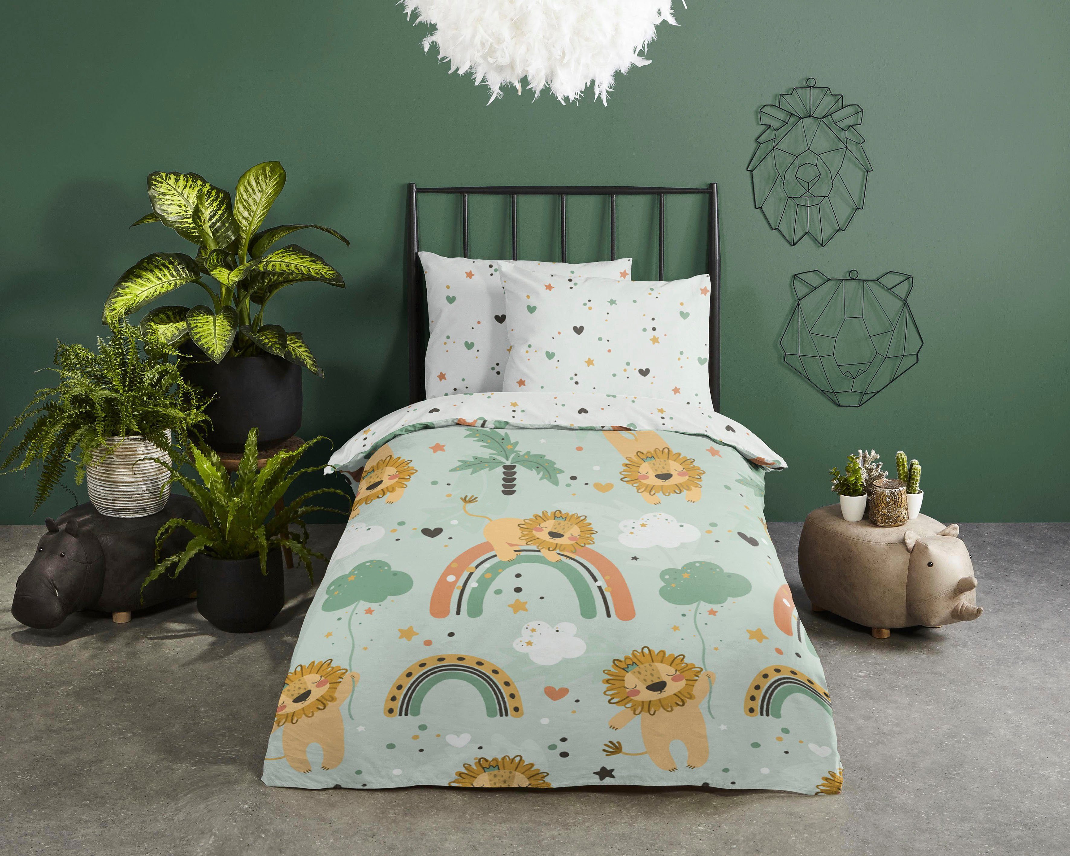Kinderbettwäsche Lions, good morning, Renforcé, 2 teilig, 100% Baumwolle