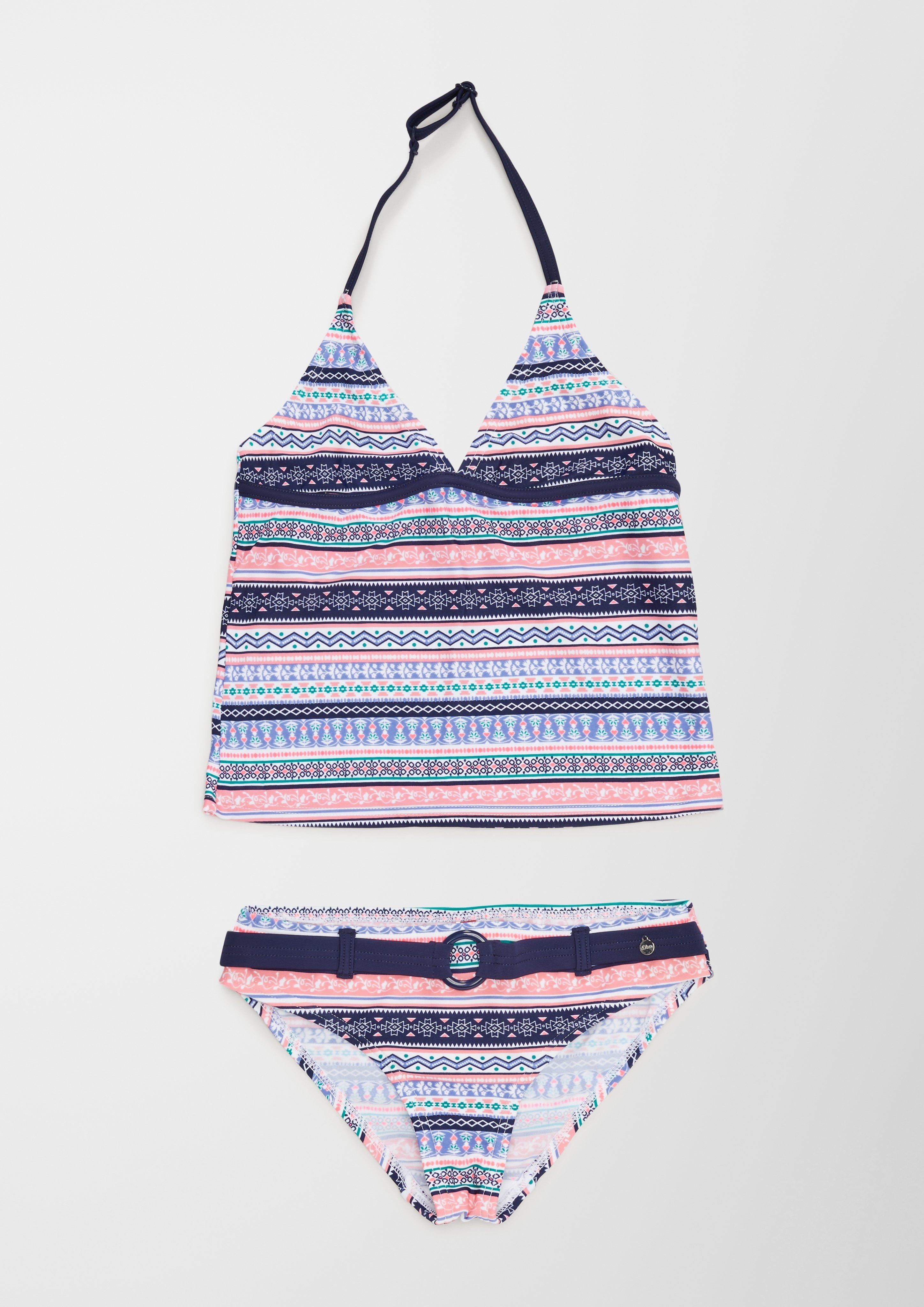Gemusterter Neckholder-Tankini  524.720.257.61039-21573