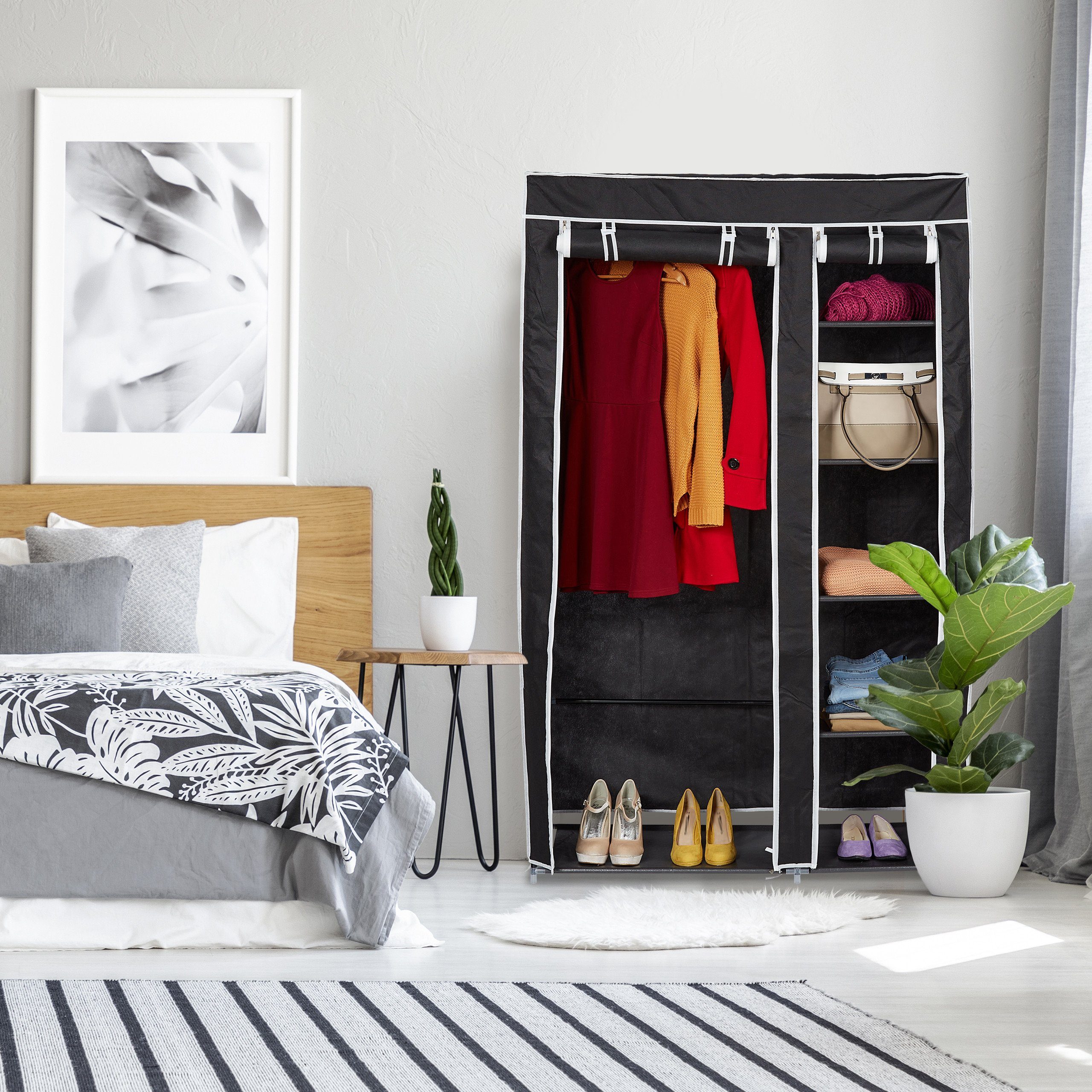 relaxdays Stoffschrank 1 x Stoffschrank schwarz