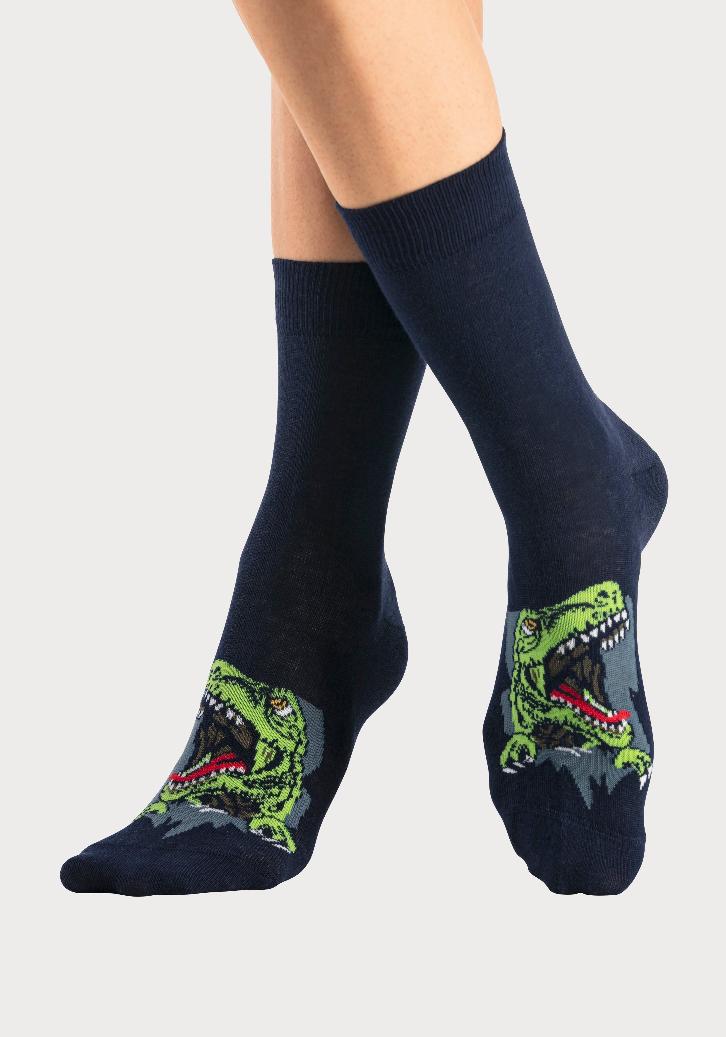 H.I.S Socken (Packung, 5-Paar) mit Dinosauriermotiven
