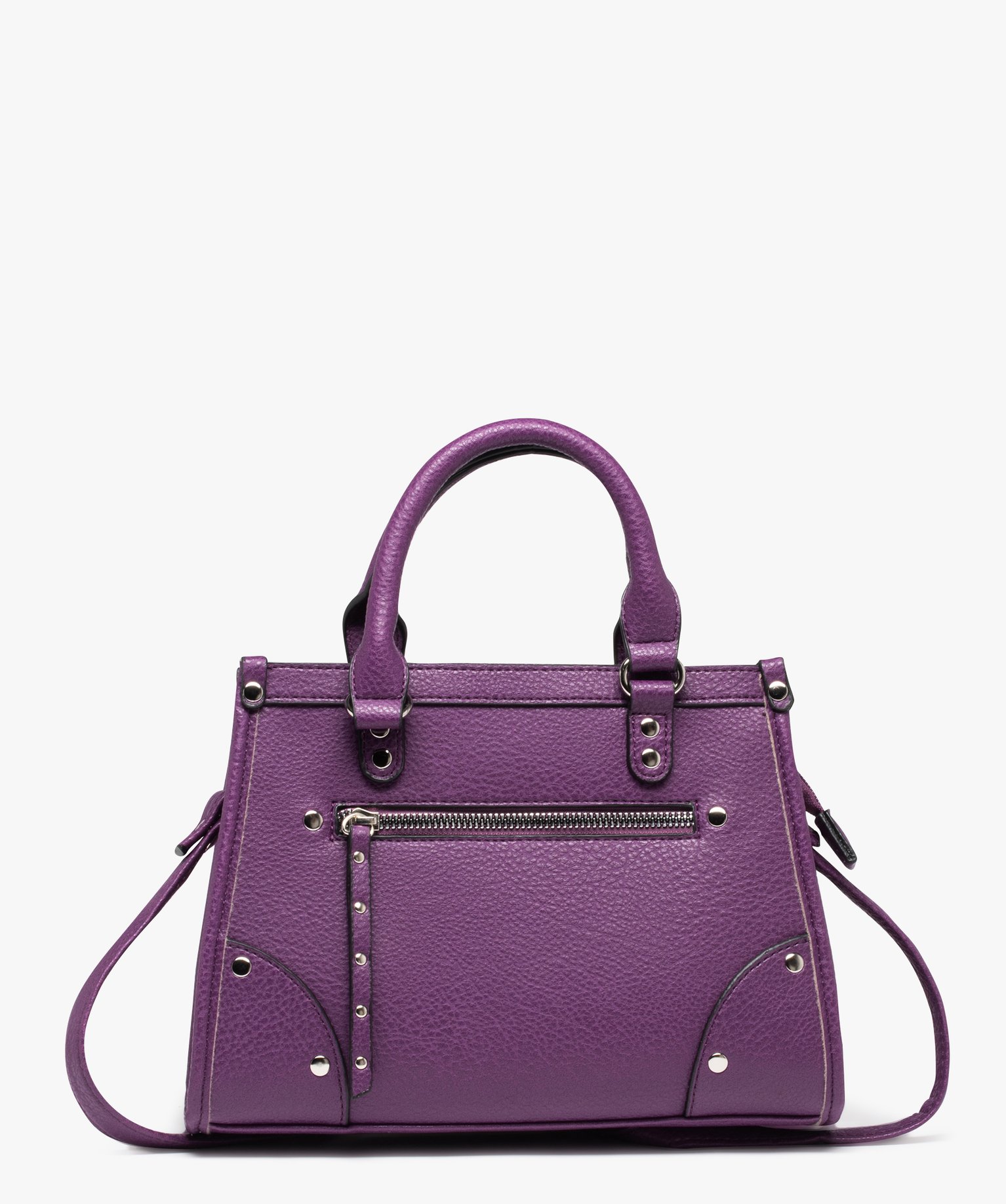Sac à main grainé compact avec bandoulière amovible femme violet | GEMO