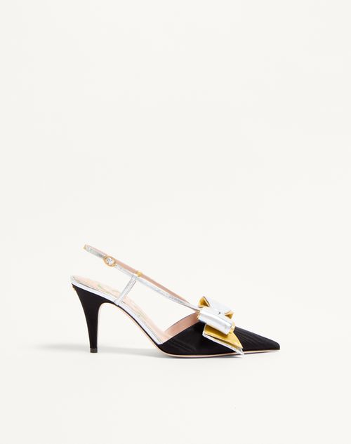 Bowow Slingback Decote Em Tecido Moiré 85mm