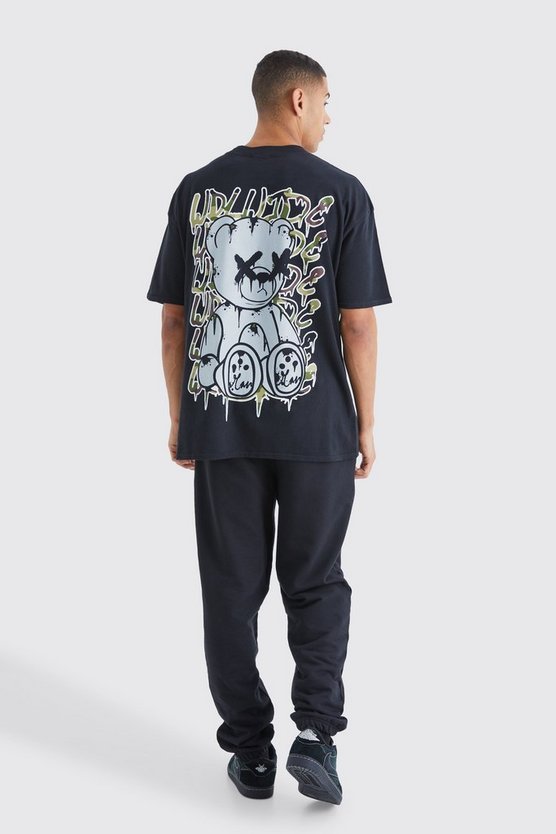 Oversize T-Shirt mit Camouflage Bear Print