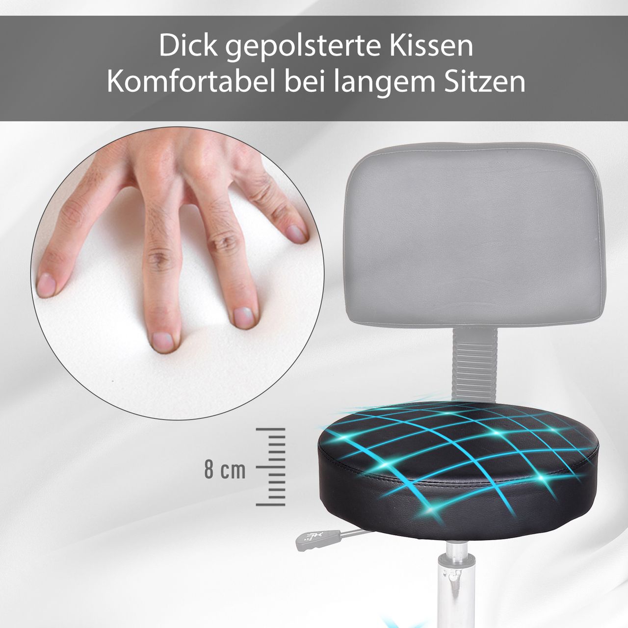 HOMCOM Kosmetikhocker Drehhocker Rollhocker Arbeitshocker Hocker Profi Salon