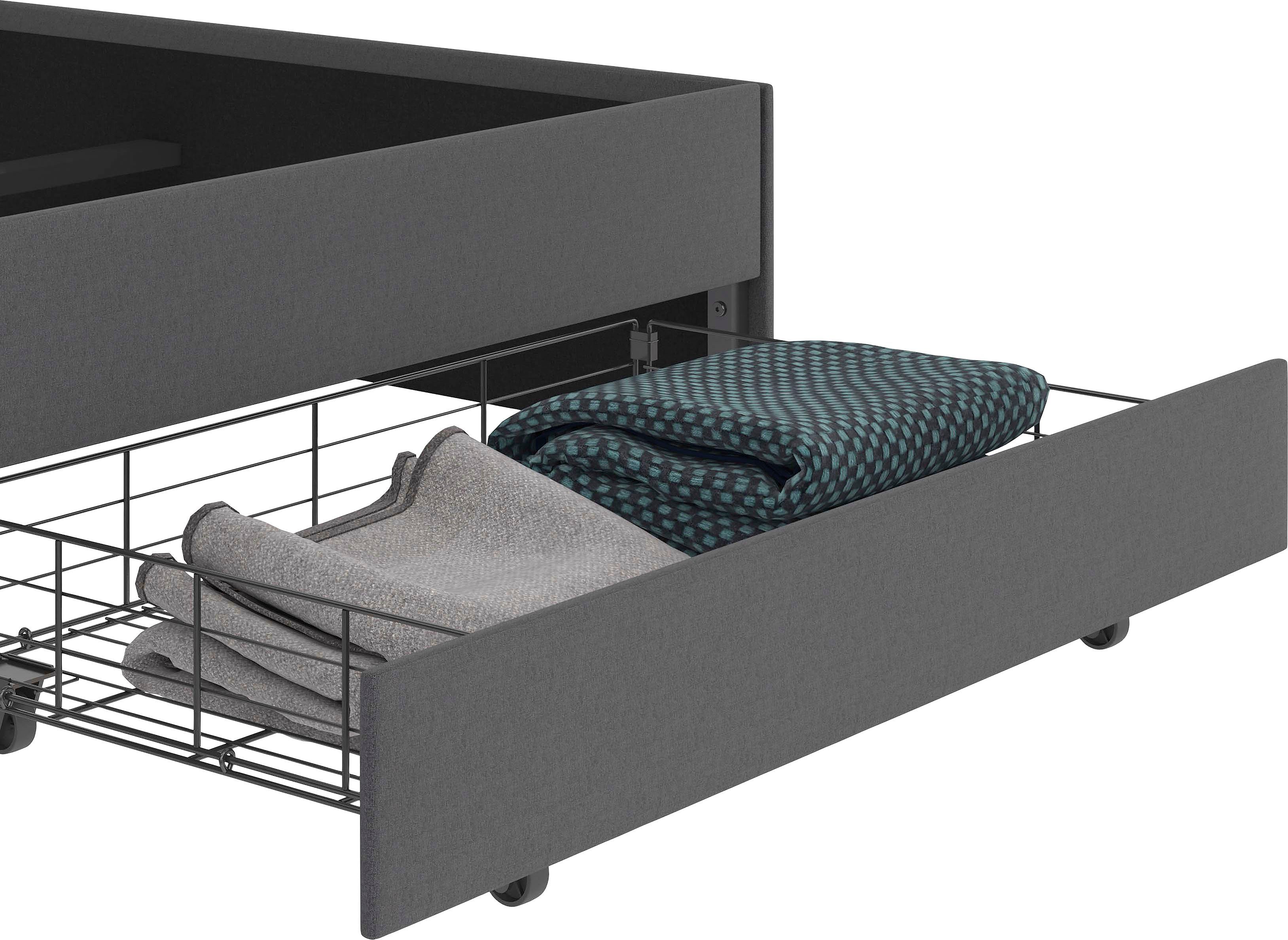 Timbers Stauraumbett Hardwick (1-tlg), mit Knopfheftung, 4 Schubkästen, Liegefläche 140x200 oder 180x200 cm
