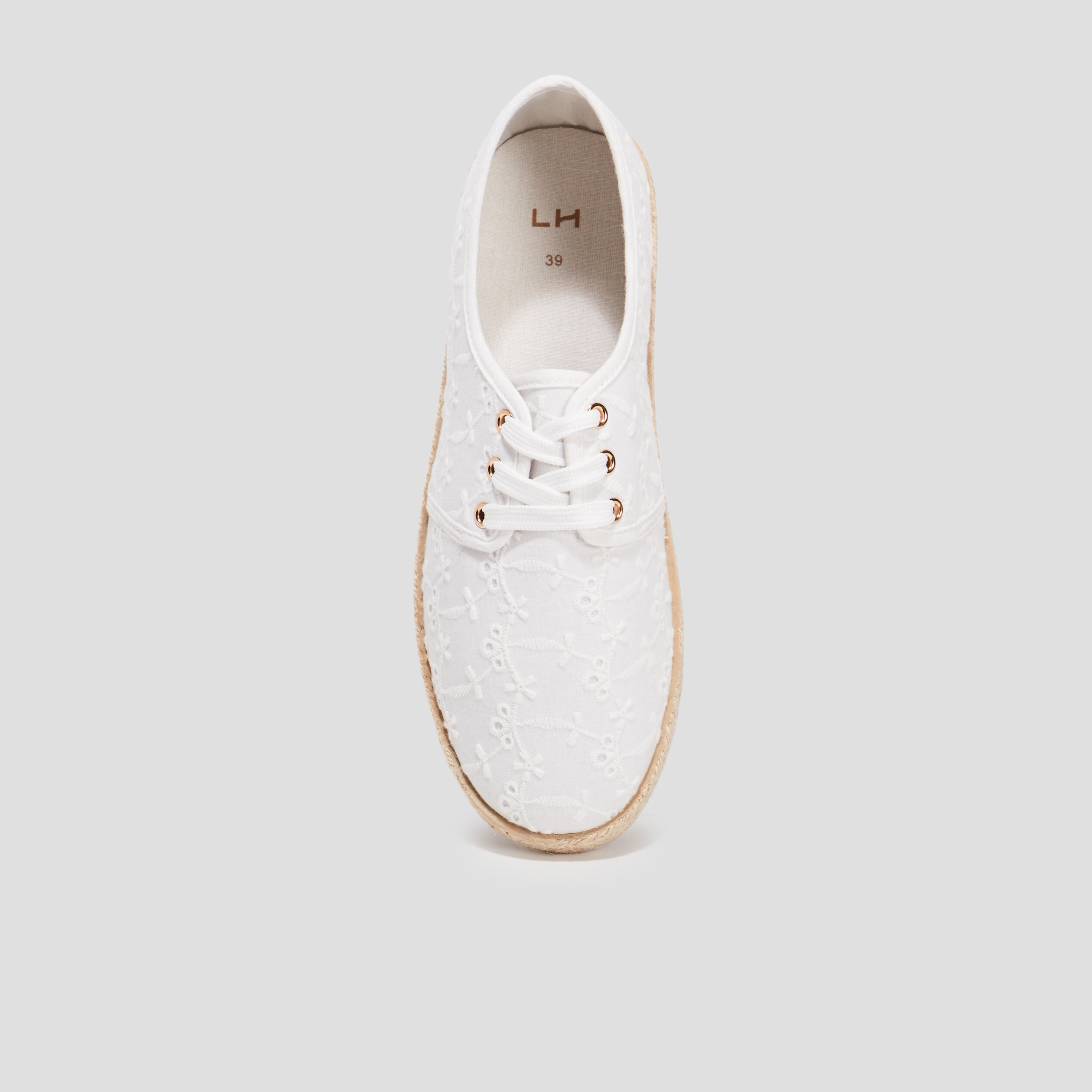 Derbies en toile à lacets blanc femme | La Halle