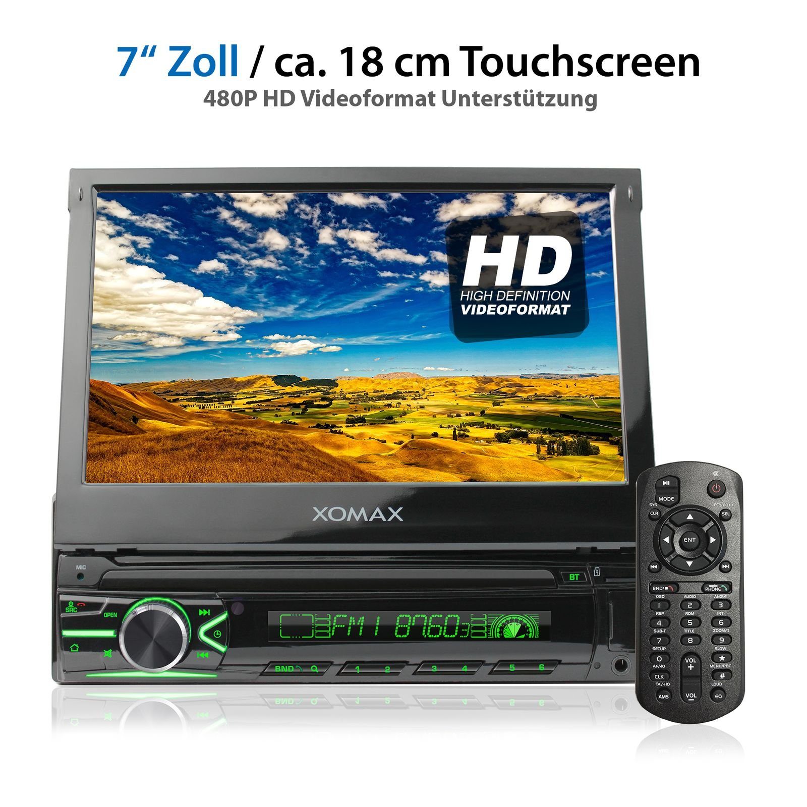 XOMAX XM-V746 Autoradio mit 7 Zoll Bildschirm, Bluetooth, USB, SD, 1 DIN Autoradio