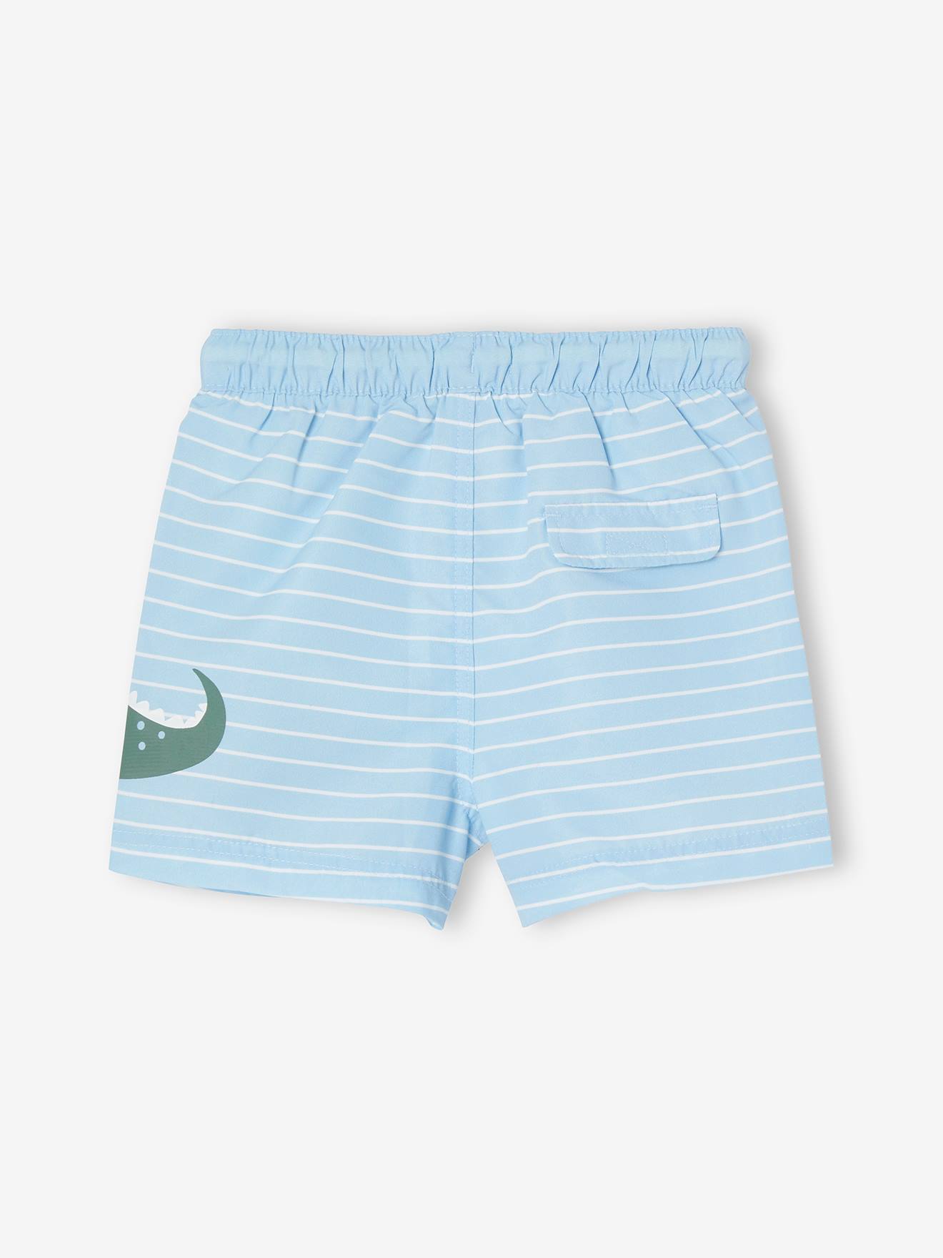 Vertbaudet Jungen Baby Badeshorts, Krokodil Oeko-Tex - blau gestreift