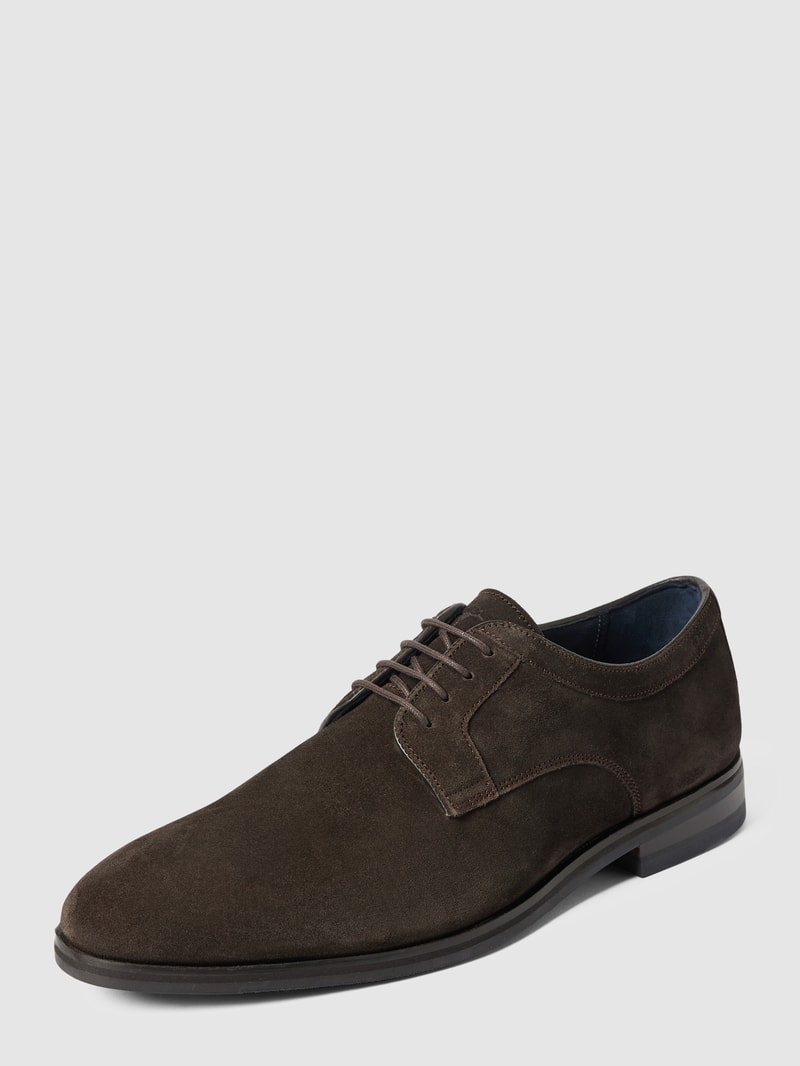 Schnürschuhe aus Veloursleder in dunkelbraun