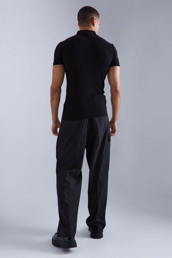 Kurzärmliges geripptes Muscle-Poloshirt