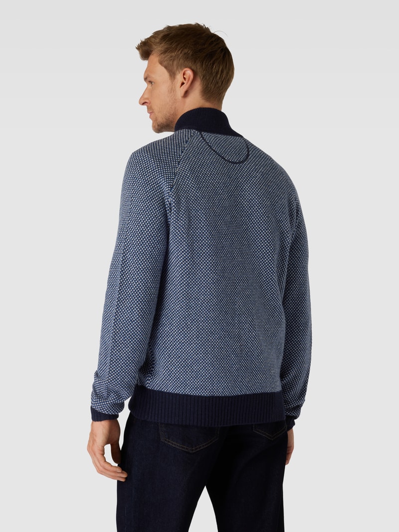 Strickjacke mit Stehkragen in marineblau