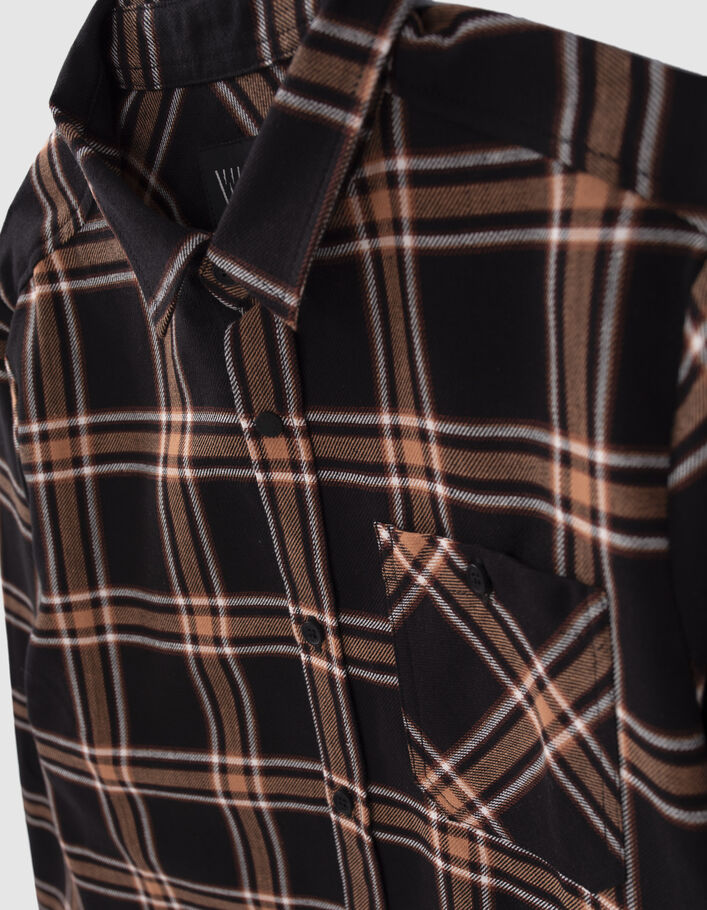 Chemise noir, camel, écru à carreaux garçon