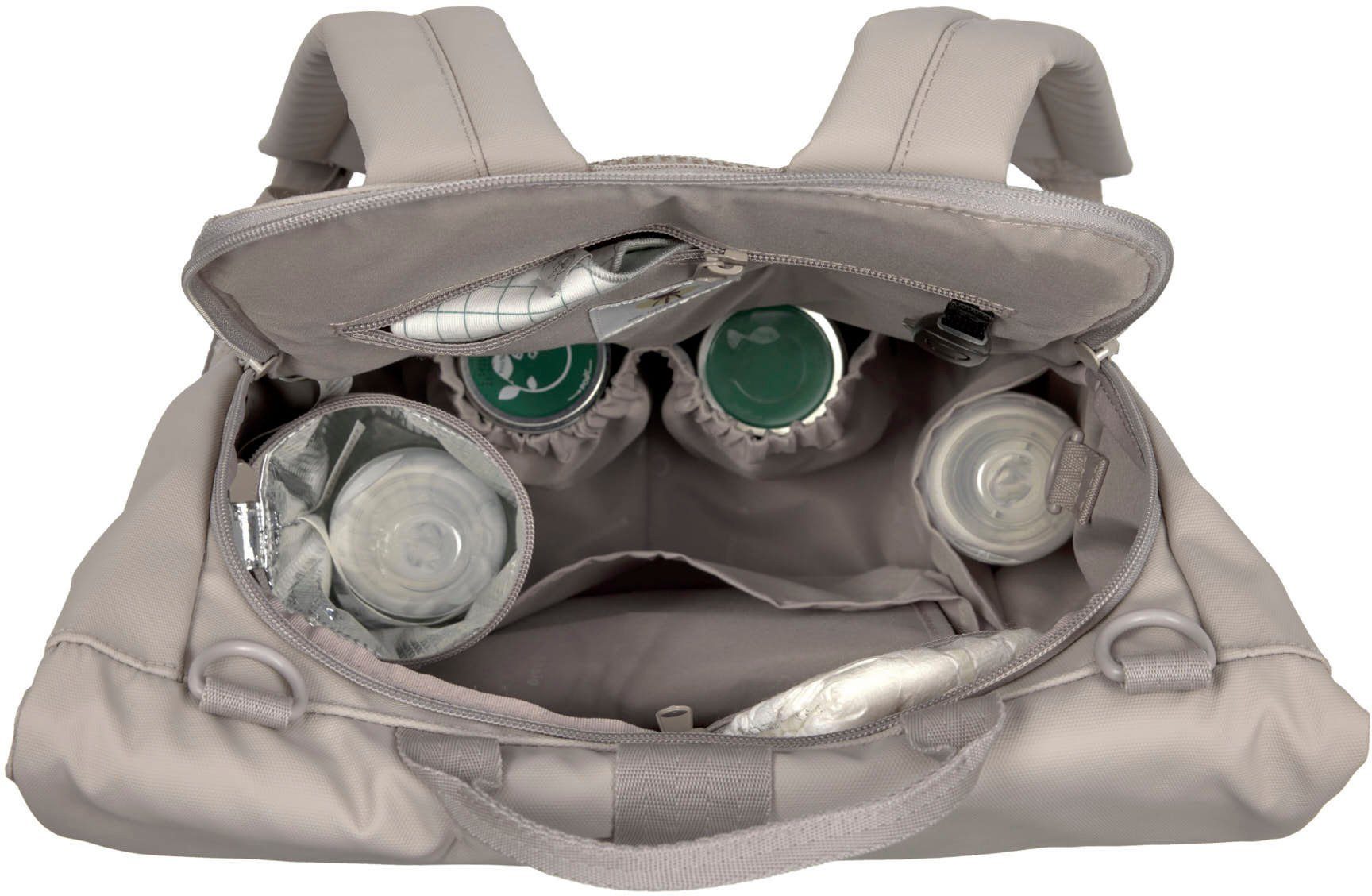 LÄSSIG Wickelrucksack Green Label, Rolltop Up, taupe, vegan; zum Teil aus recyceltem Material