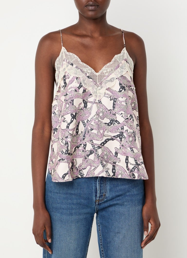 Zadig&Voltaire Christo silk top with lace details