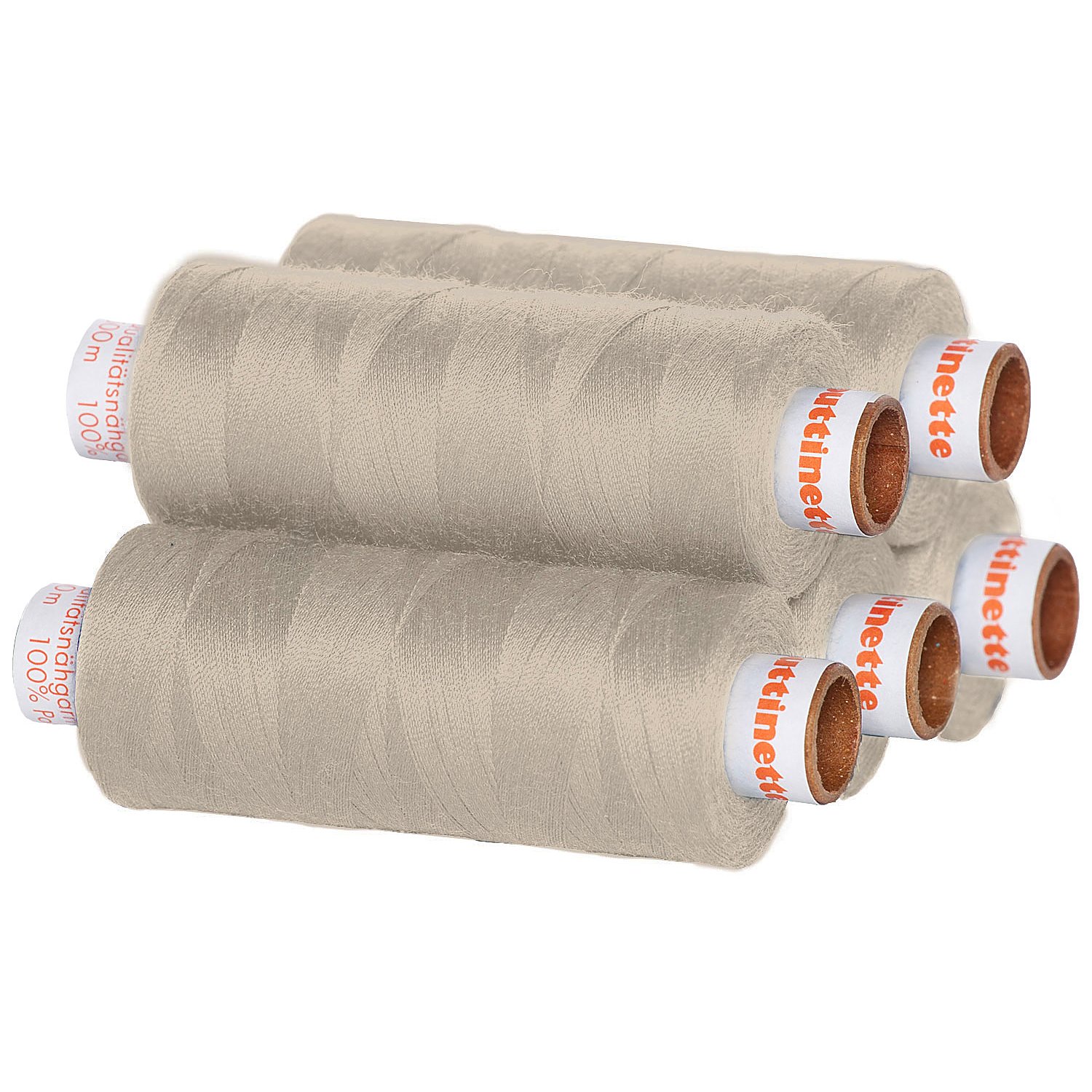 buttinette Universal-Nähgarn, Stärke: 100, 5er-Pack, leinen