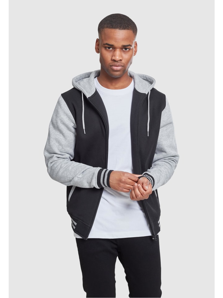 Urban Classics Urban Classics Zip-Kapuzenpullover in blk/gry günstig kaufen
