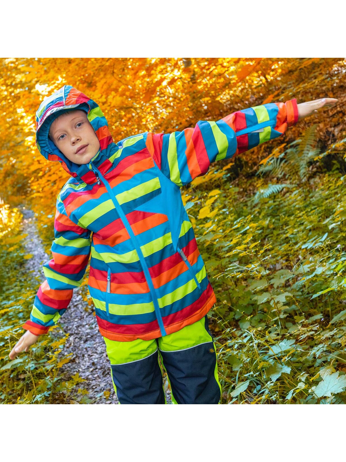 Schneejacke Stern Kids, bunt gestreift
