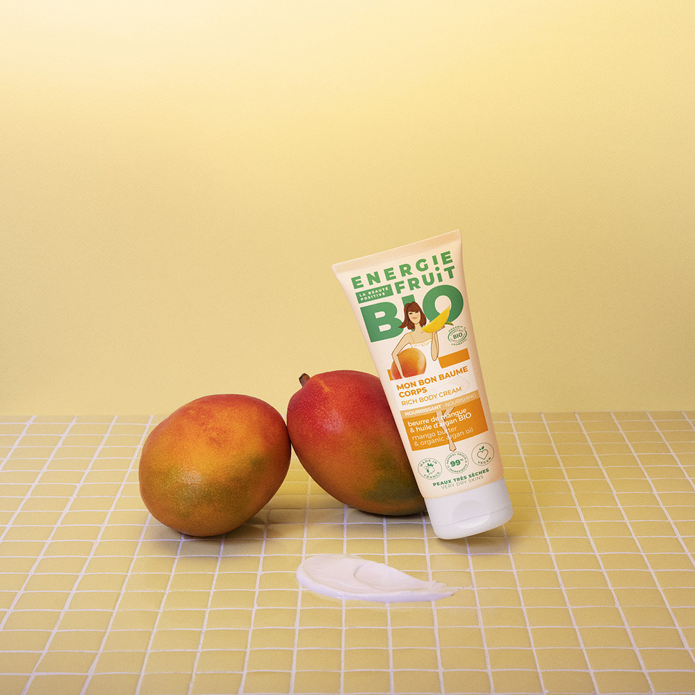 energie fruit MON BON BAUME BIO NOURISSANT | BEURRE DE MANGUE & HUILE D'ARGAN BIO 99% Baume corps certifié BIO