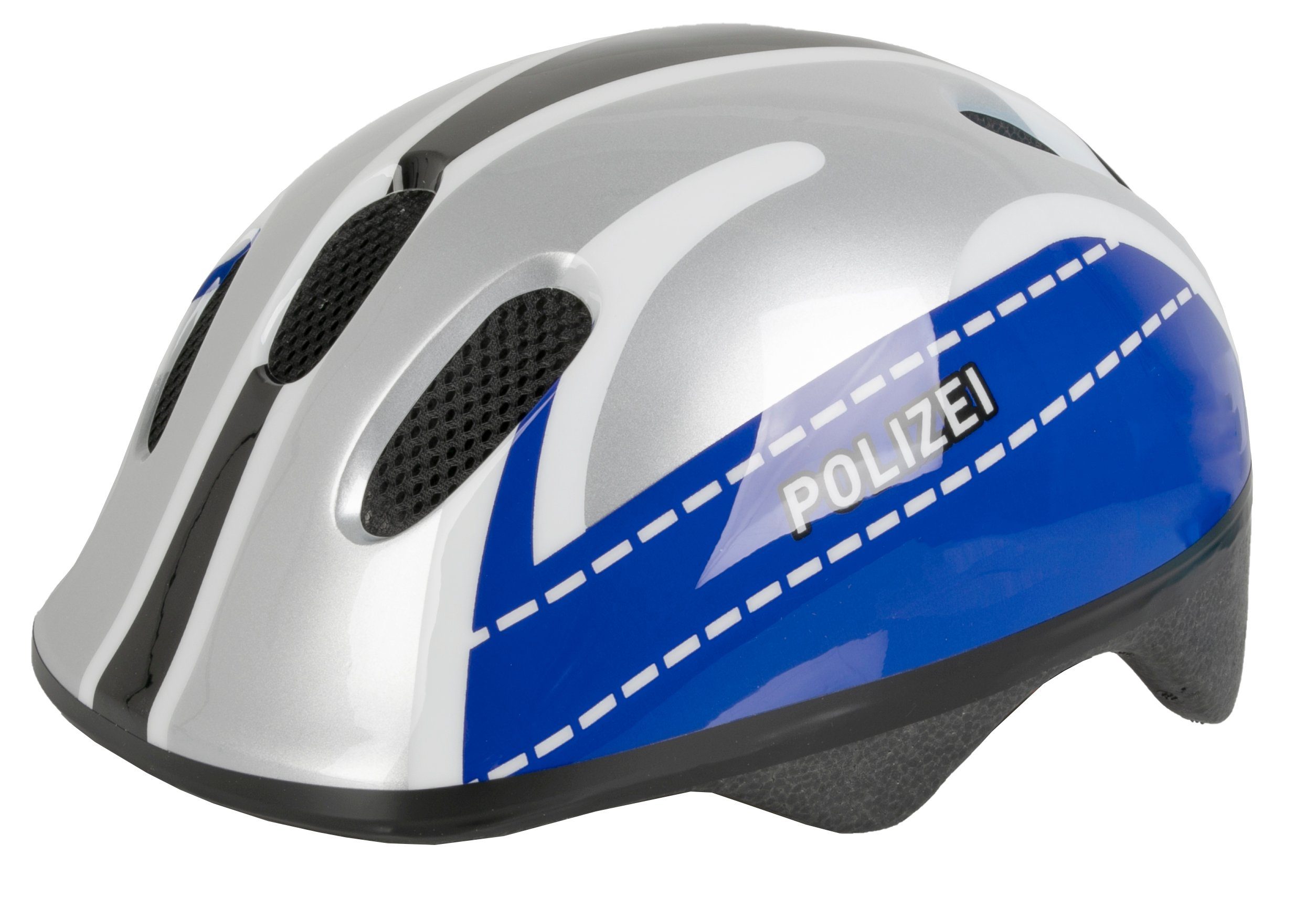 M-Wave Kinderfahrradhelm Kinder Fahrradhelm POLIZEI, Visier intergriert, eingebautes Rücklicht