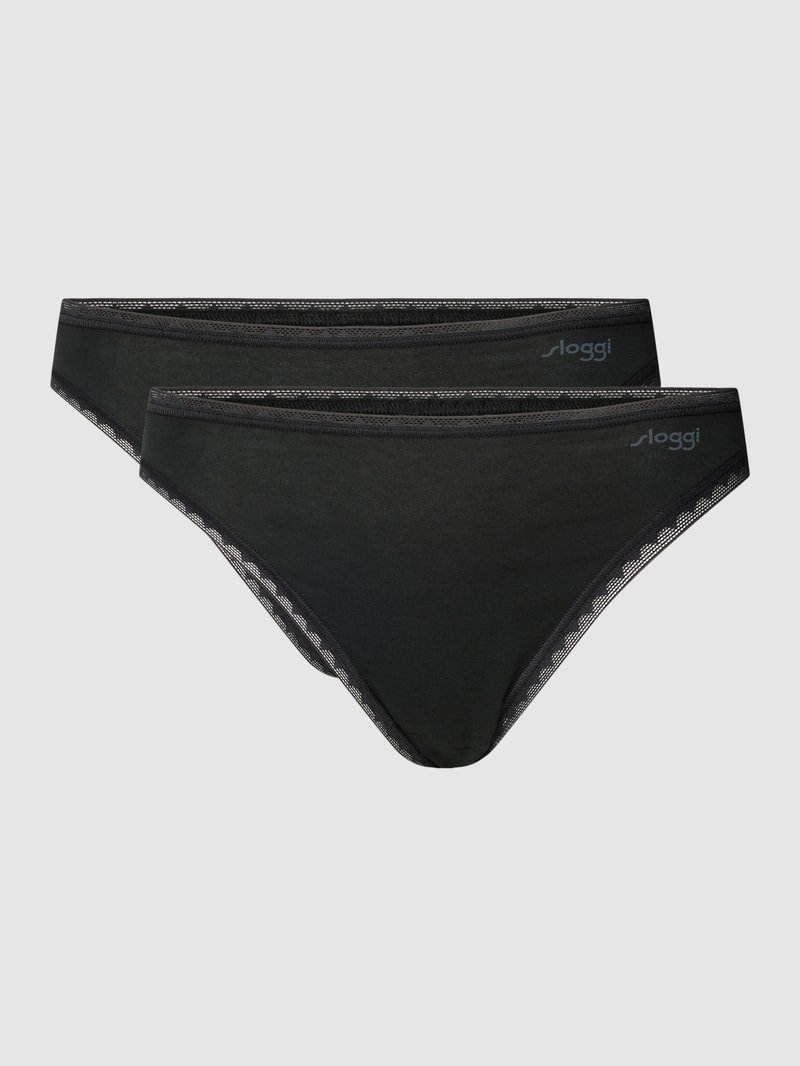 Slip mit Label-Detail im 2er-Pack in schwarz