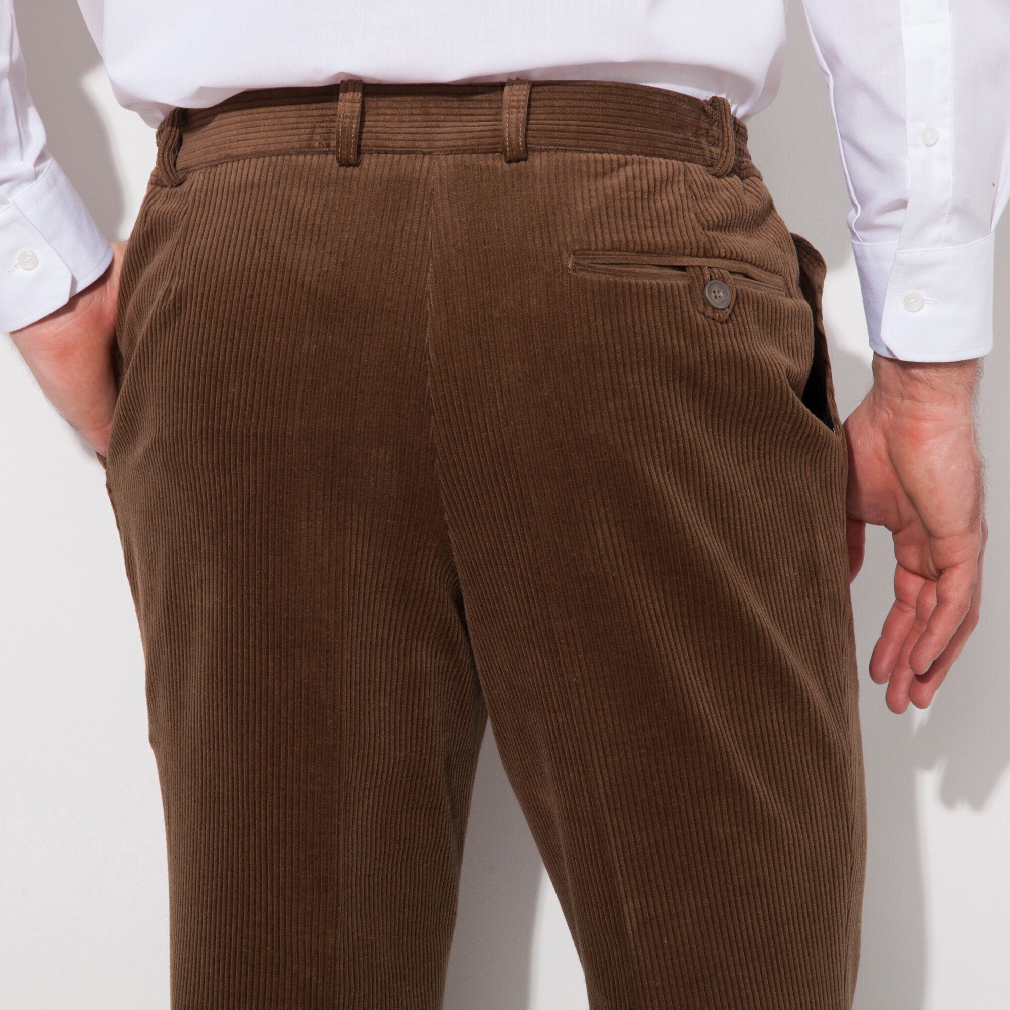 Pantalon velours taille élastiquée à pinces