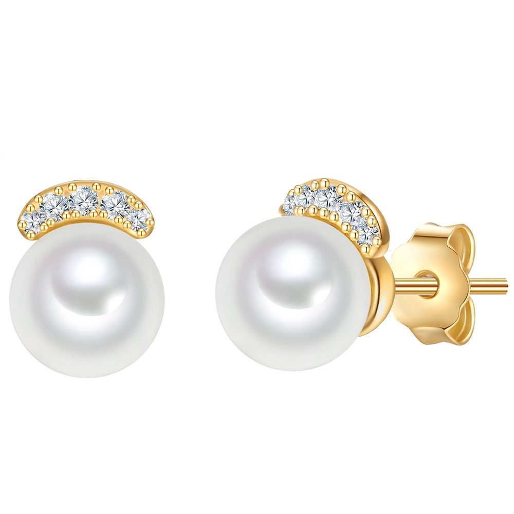 Valero Pearls Boucles doreilles Argent sterling Oxyde de zirconium (CZ) Perle de culture d'eau  Boucles d'oreilles