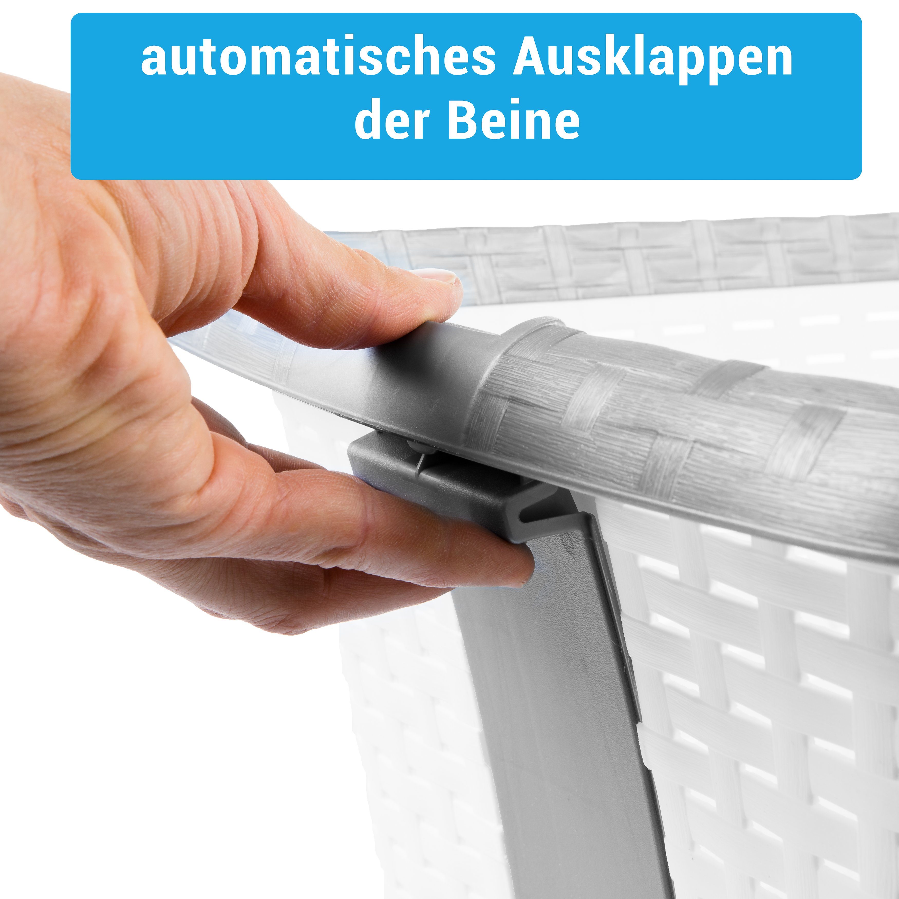 Centi Wäschekorb Wäschewanne - Wäsche Korb mit Beinen 58cm höhe, mit Stand-Automatik