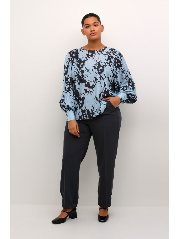 KAFFE curve Langarm-Bluse KCluma in Grey/Blue Graphic Cloud günstig kaufen