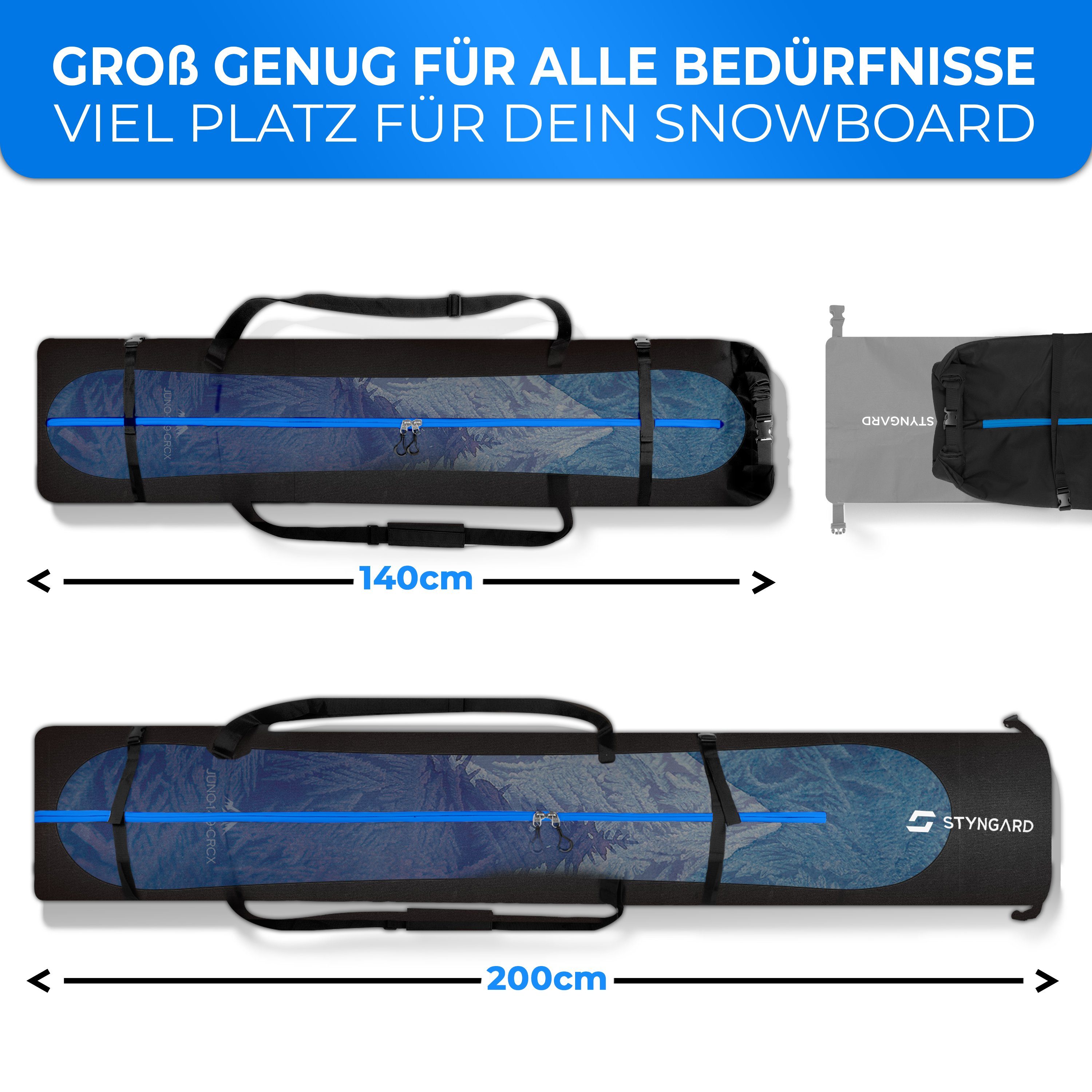 Styngard Sporttasche WHISTLER (Snowboardtasche mit Rolltop [140 cm bis 190 cm] Boardbag)