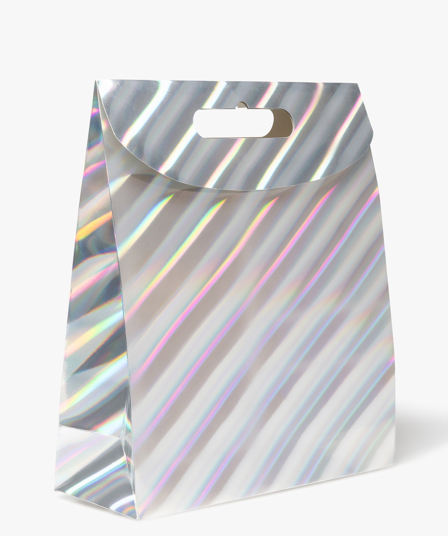 Sac cadeau grand format avec rabat scratch coloris irisé métallisé