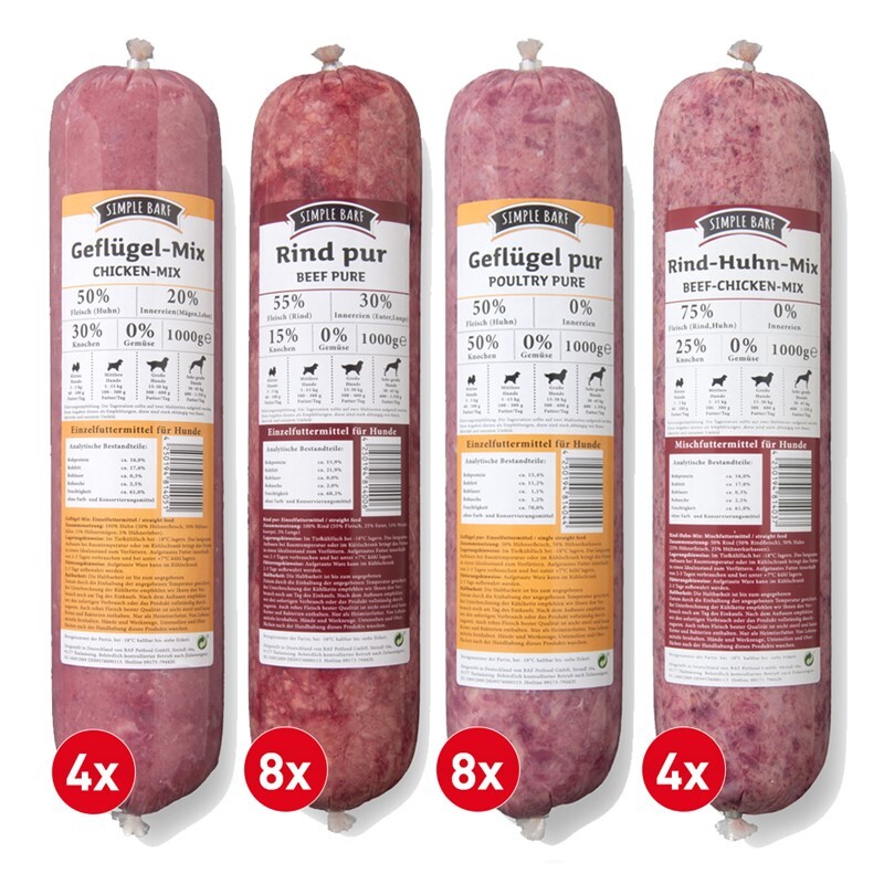 Simple BARF BARF/ Frostfutter Simple BARF Rind Huhn Paket 24x1000g