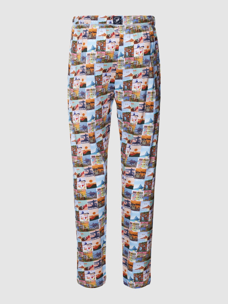 Pyjama-Hose mit Allover-Muster in beige