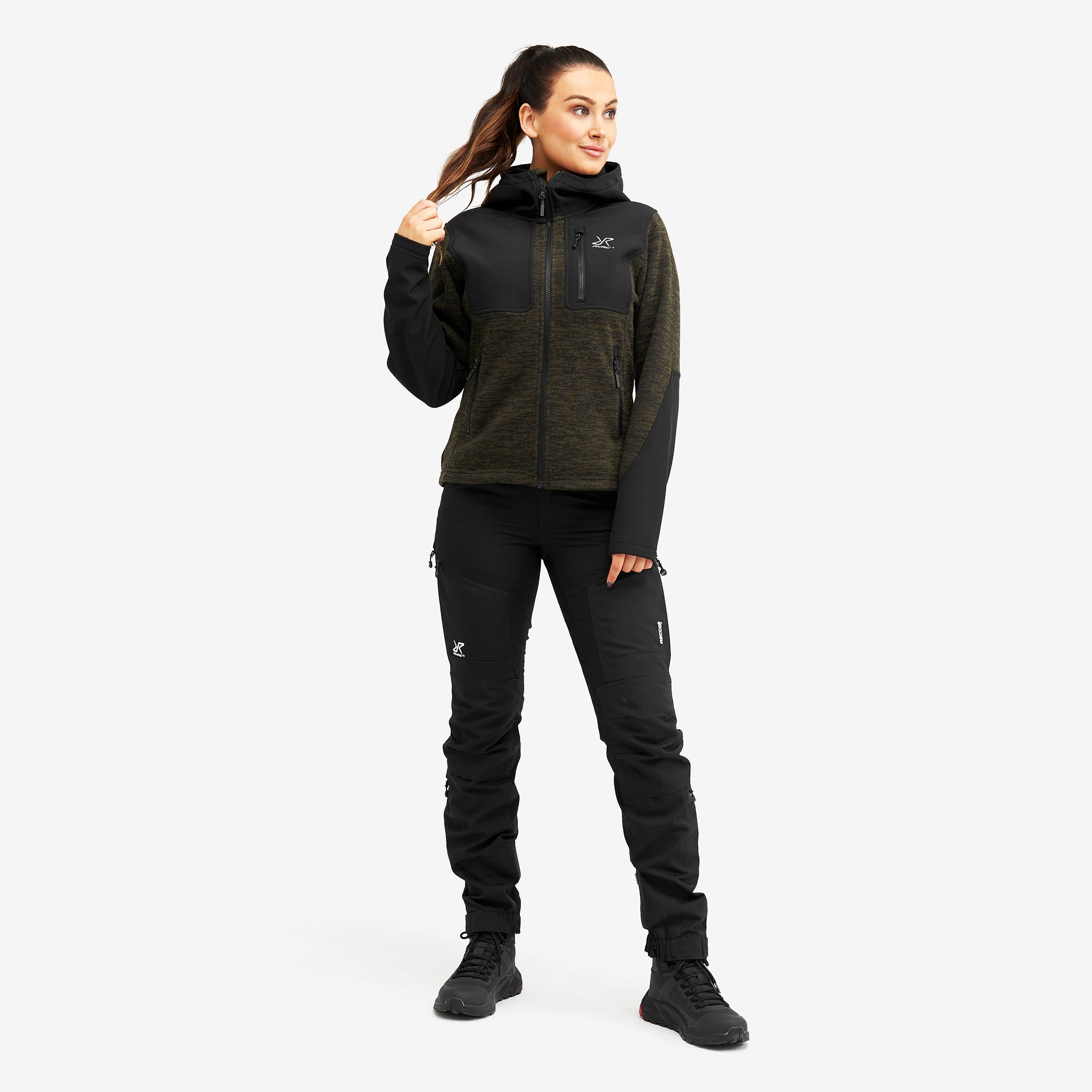Wander Pro Wool Hoodie Femme Dark Olive
