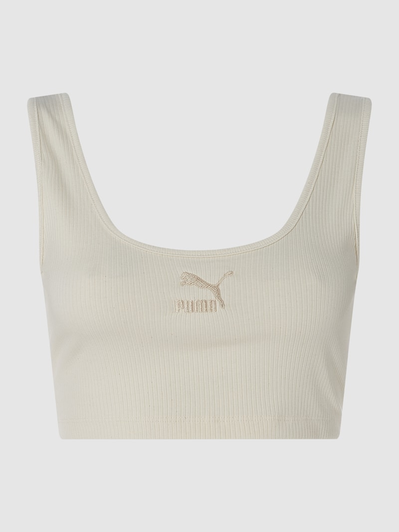 Crop Top mit Label-Stitching in weiß