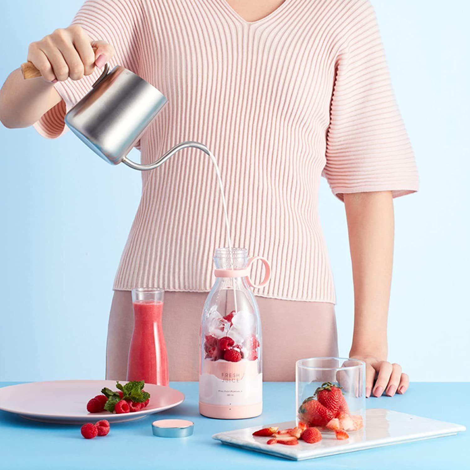 iceagle Akku-Smoothie-Maker 350ml Mini-Mixer, frischer Saft, kleiner Mixer USB, wiederaufladbarer, 20000r/min, 304 sus, leicht zu tragen, Anti-False-Touch
