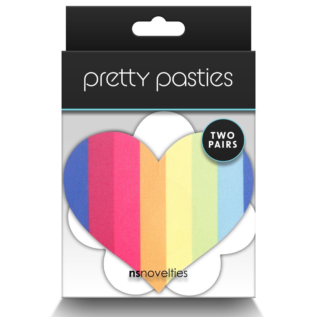 NS Novelties Brustwarzenabdeckung 2 Paar Nippelpasties Herze + Blumen Nippelsticker - Regenbogenfarben