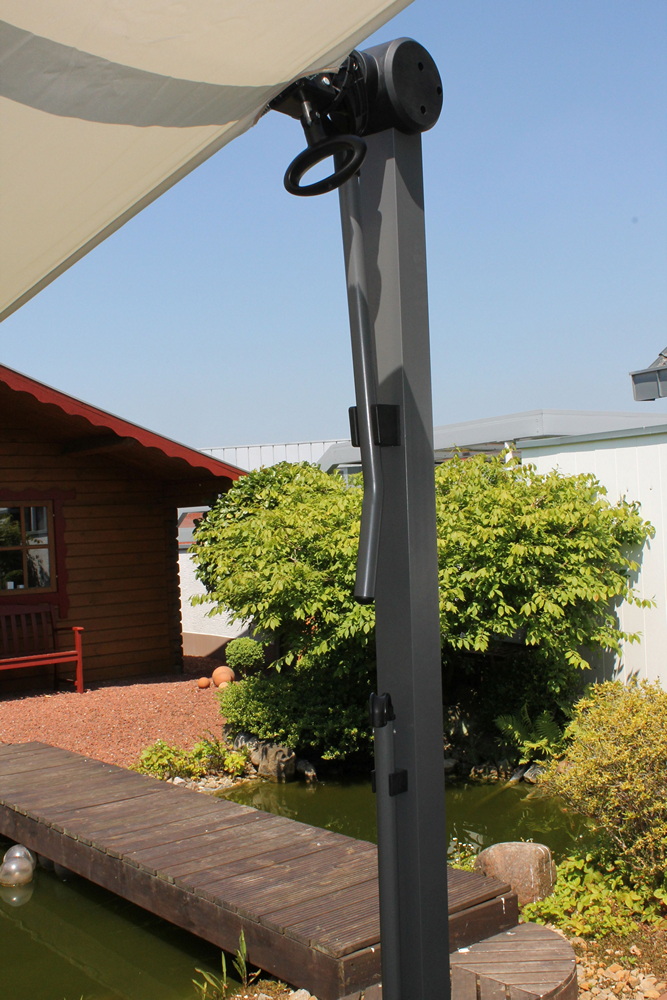 LECO Sonnendach Waved – faltbare Aluminium Terrassenüberdachung 4 x 2,5 m inkl. Schutzhülle, lichtgrau