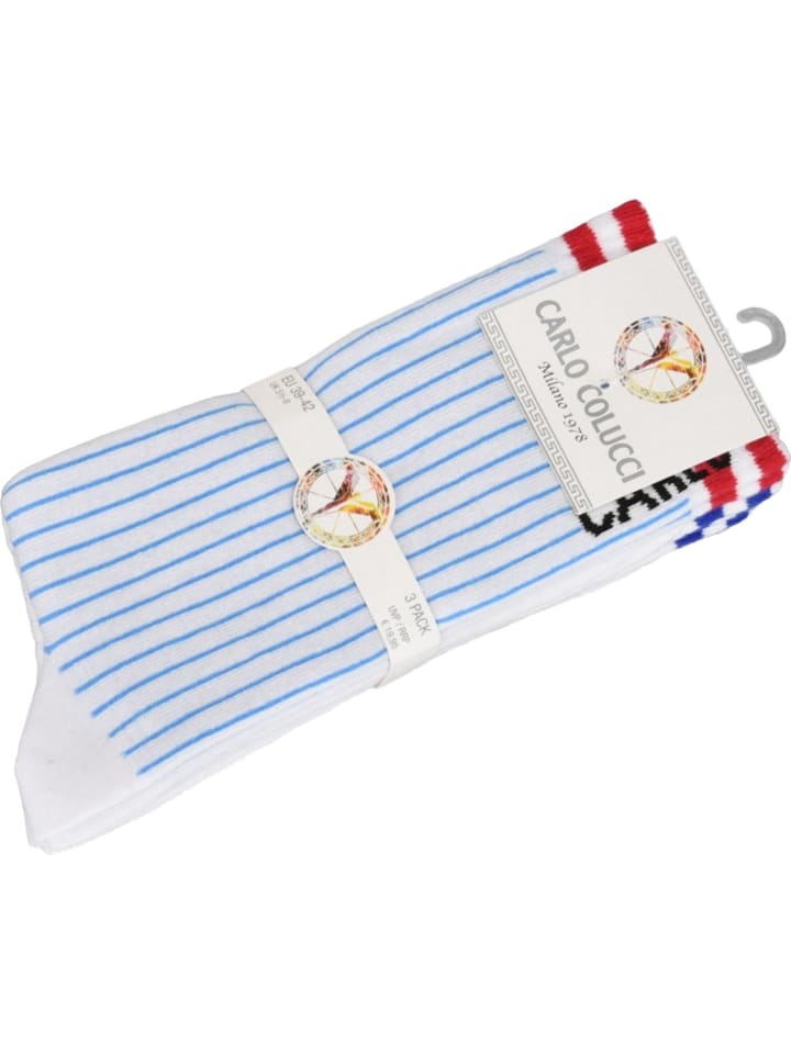 Carlo Colucci Sportsocken Cencherle in Weiß / Blau günstig kaufen 39-42