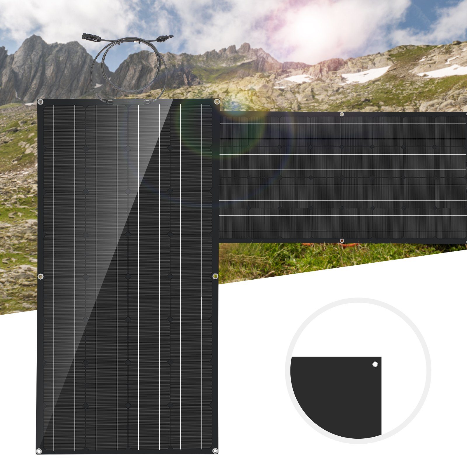 iscooter Solarmodul Flexibel Solarmodul 100W 20V/18V Solarpanel Monokristallin Solarzelle, Solarladegerät Solaranlage mit Ladekabel für Wohnmobil Auto Boot