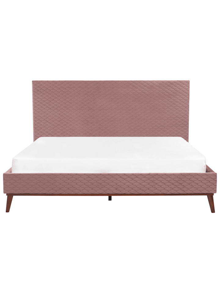 Beliani Doppelbett BAYONNE in Rosa/Dunkler Holzfarbton - (W) 191 x (H) 121 x (L) 212 cm günstig kaufen onesize