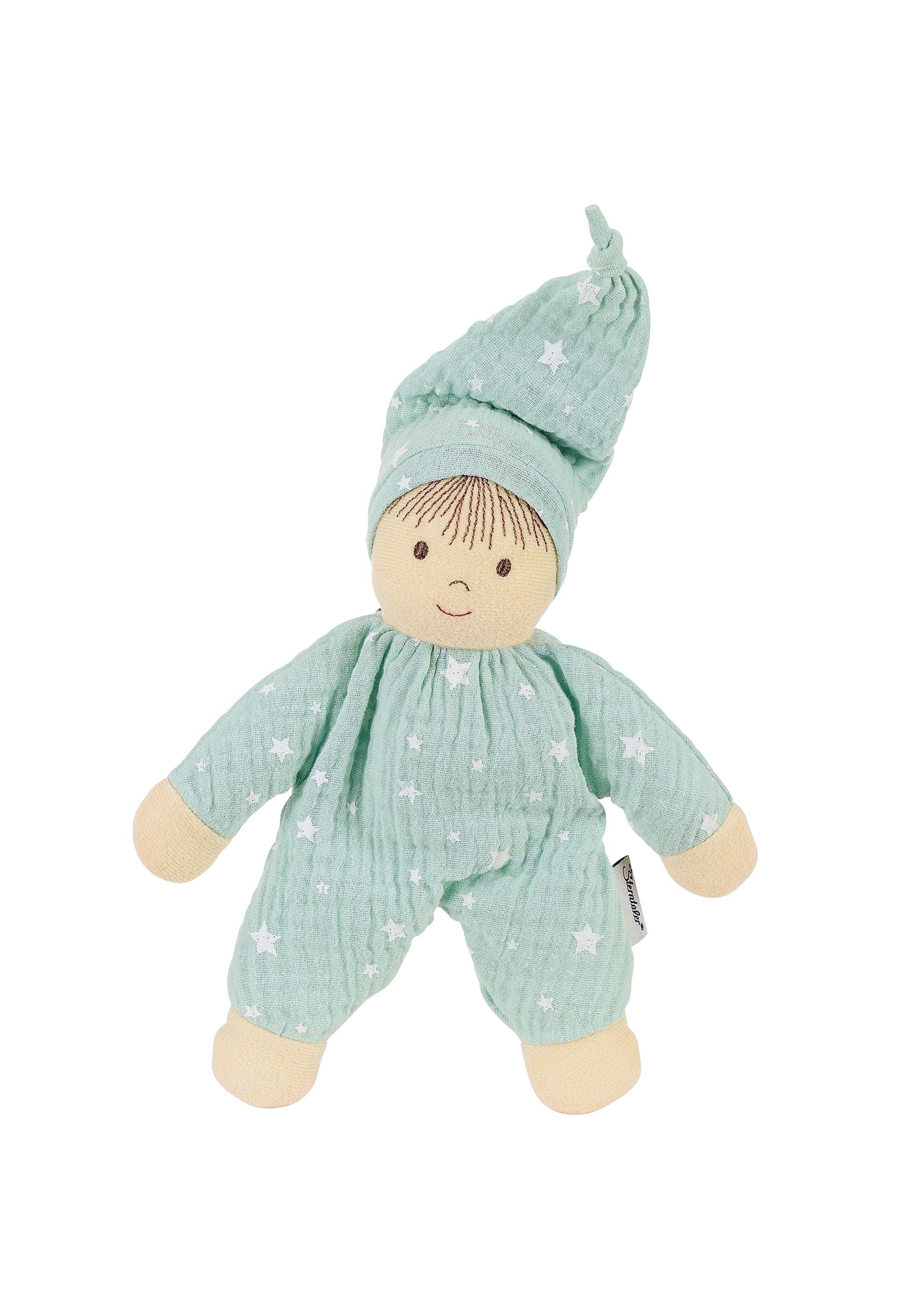 Spielpuppe in Mintgrün mit Sternchen
